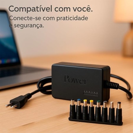 Carregador Universal 120W, 9 Conectores, Compatível com Notebook, TV, Monitor, Bivolt, Multivoltagem, Proteção Integrada
