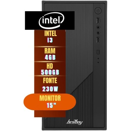 Computador Completo Intel Core I3 4gb Hd 500gb com Monitor 15'' Windows 10 Trial - BESTBOY