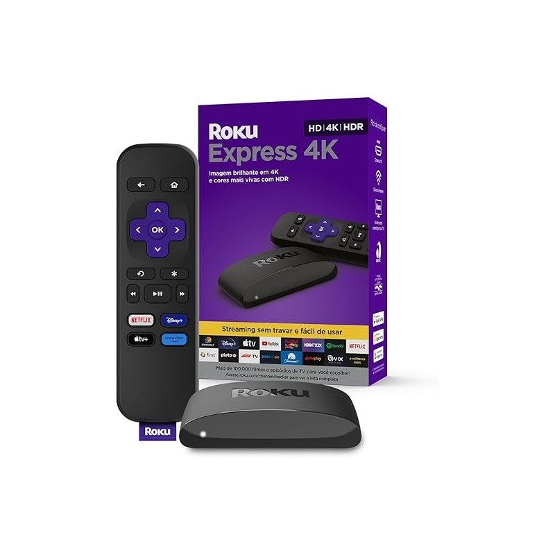Roku Express 4K | Dispositivo de streaming para TV HD/4K/HDR compatível com Alexa, Siri e Google